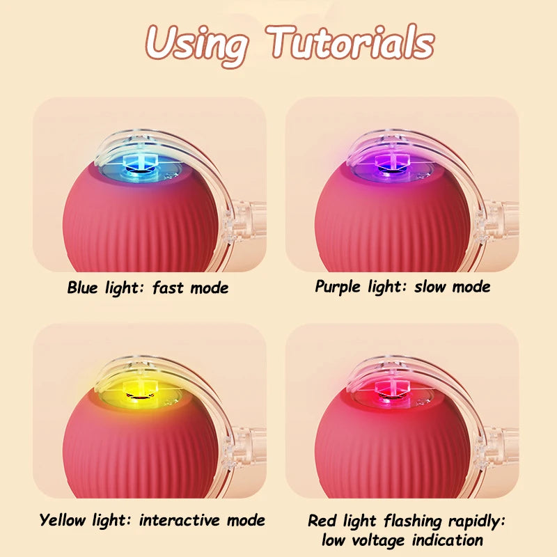New Cat Interactive Ball Toy Automatic Rolling Ball Faux Tail Rechargeable Smart Pet Electric Toy Dog Cat Training