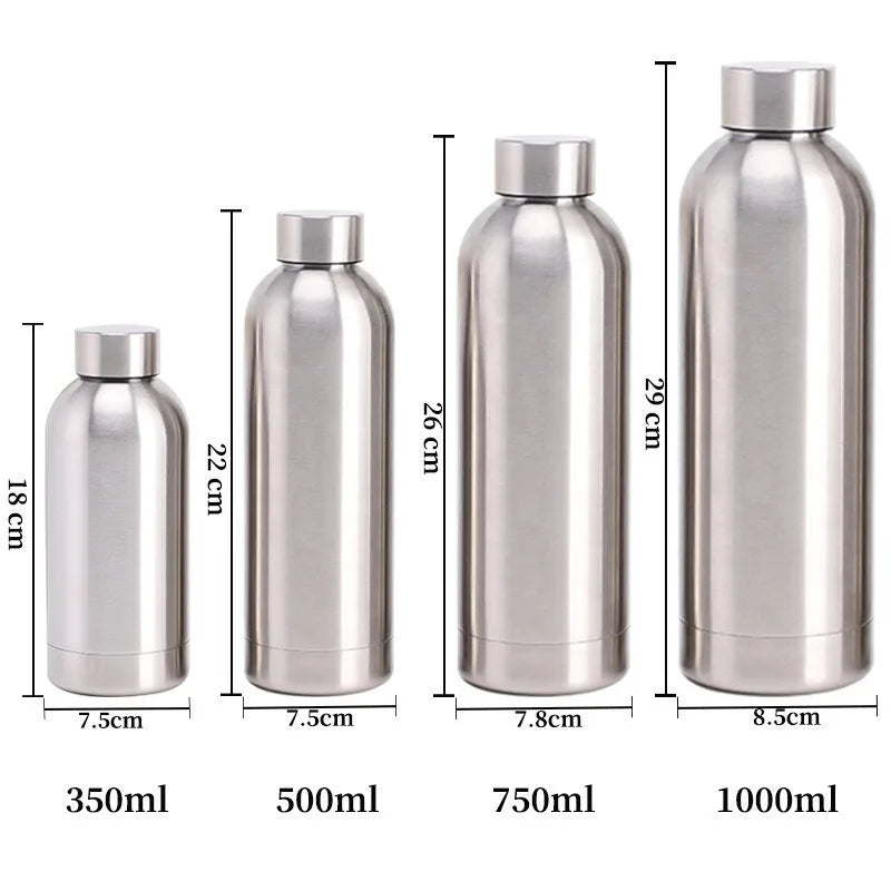Stainless Steel Water Bottle 1 Liter Free Shipping, Drink Bottle for Sport Travel Cups,  500 750 1000ml Water Bottles