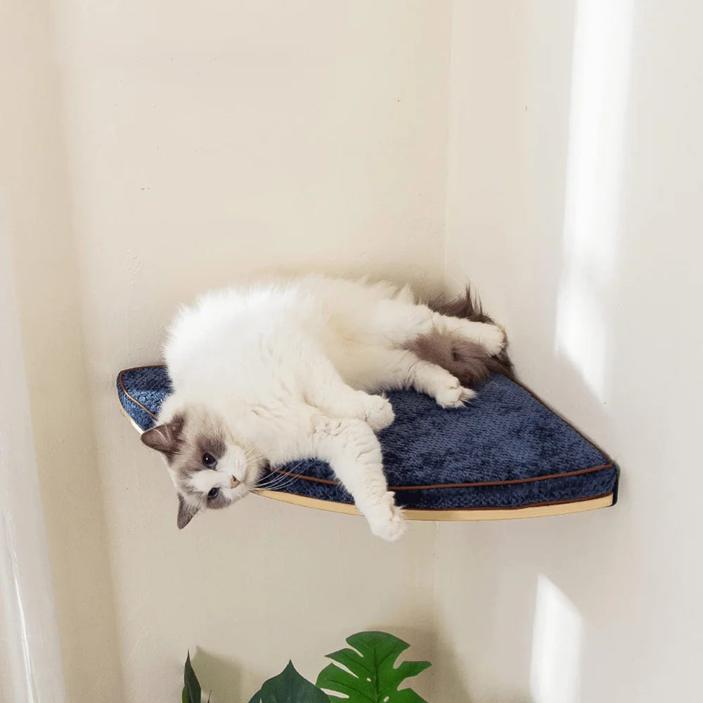 Wall Mounted Cat Tree Wooden Shelves Scratching Posts Cat tower Hammock