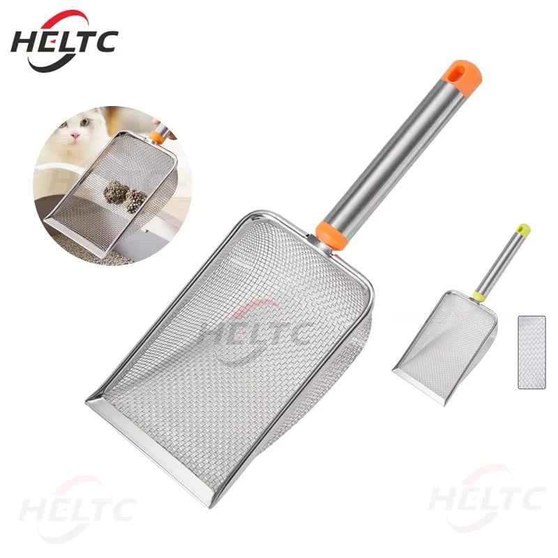 1pcs Stainless Steel Fine Mesh Cat Litter Scoop Easy To Clean Non-Stick Shovel For Reptiles Sand Efficient Durable Litter Scoop