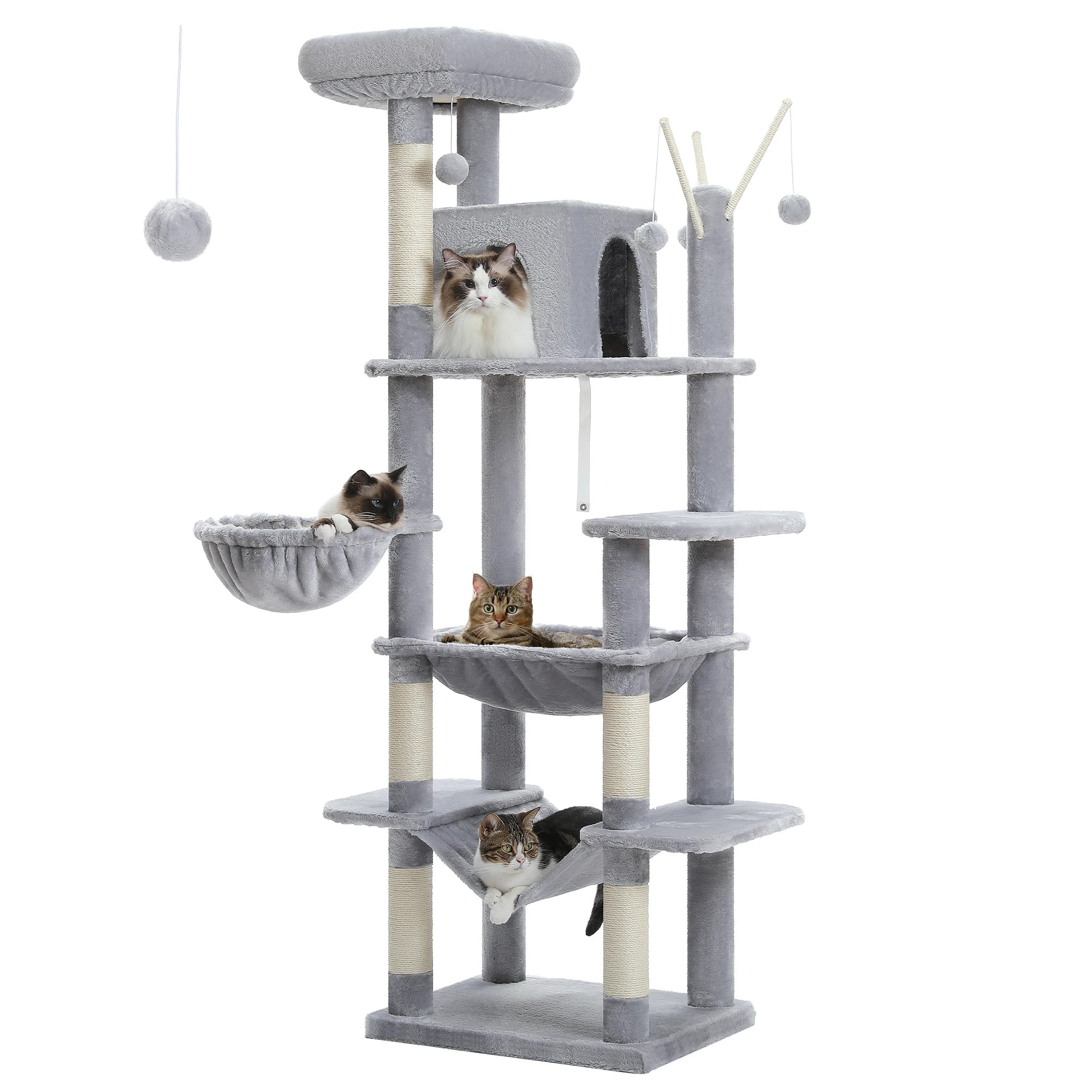 Large Cat Tree Tall Cat Tower for Indoor Cats Multi-Level Plush Cat Condo with Scratching Post