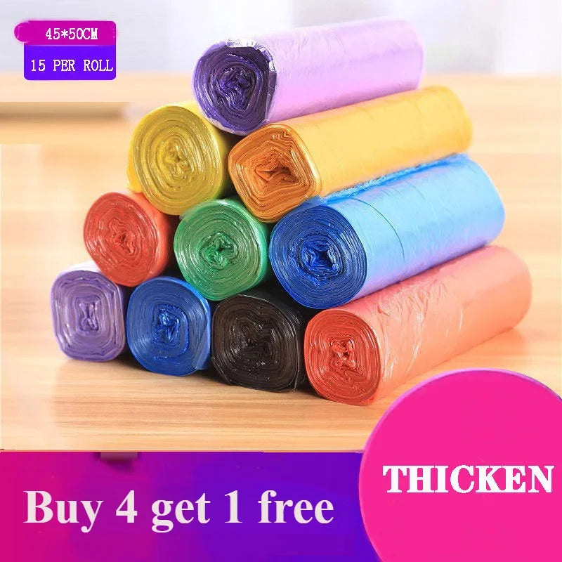 5 Rolls 1 pack 100Pcs Household Disposable Trash Pouch Garbage Bags  Waste Bag Plastic Bag