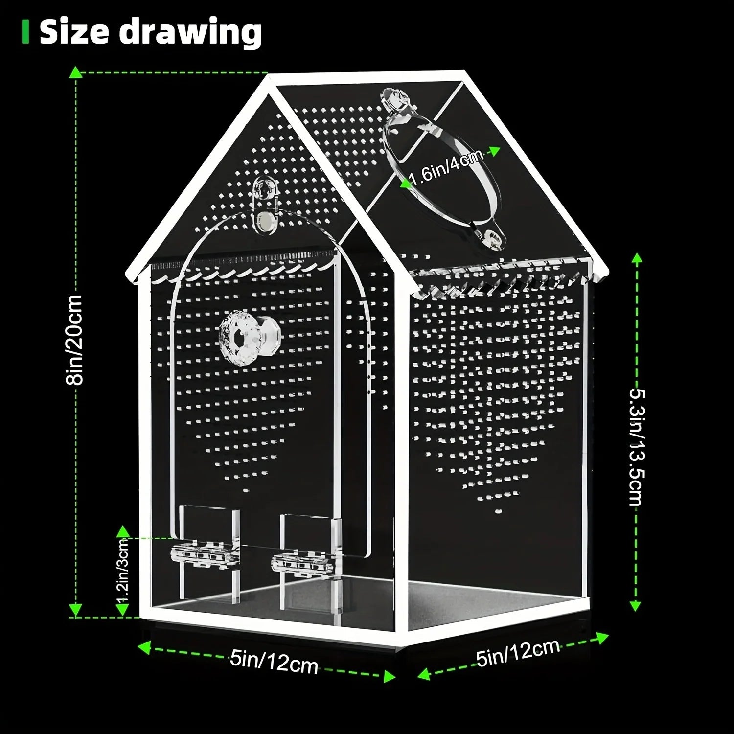 Transparent Acrylic House Habitat Box Waterproof Sealed Reptile  Terrarium For Kids Hobbyist