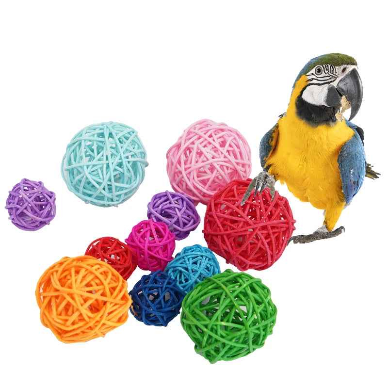 Pet Bird Toys Chewing Toys Bird Rattan Ball Toy Playing Toys 5pcs