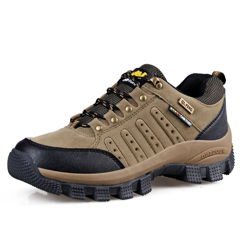 Hiking Shoes Non Slip Mountain Sneakers  Lace Up Retro Leather Shoe Sport Outdoor Trek Men Women Footwear
