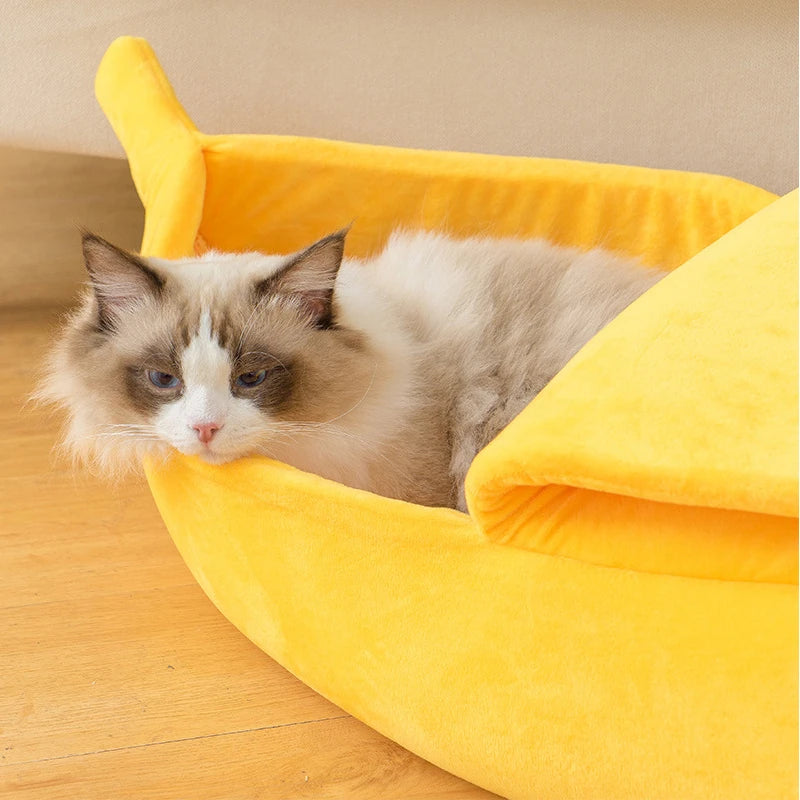 Banana Cat Bed House Funny Cute Cozy Cat Beds Warm Durable Portable Pet Basket Multicolor