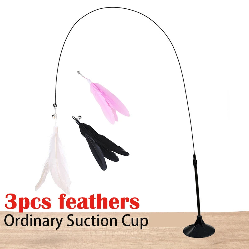 Interactive Cat Toy Handfree Cat Stick Kitten Teaser Wand Toy Suction Cup Feather Wand
Simulation Feather