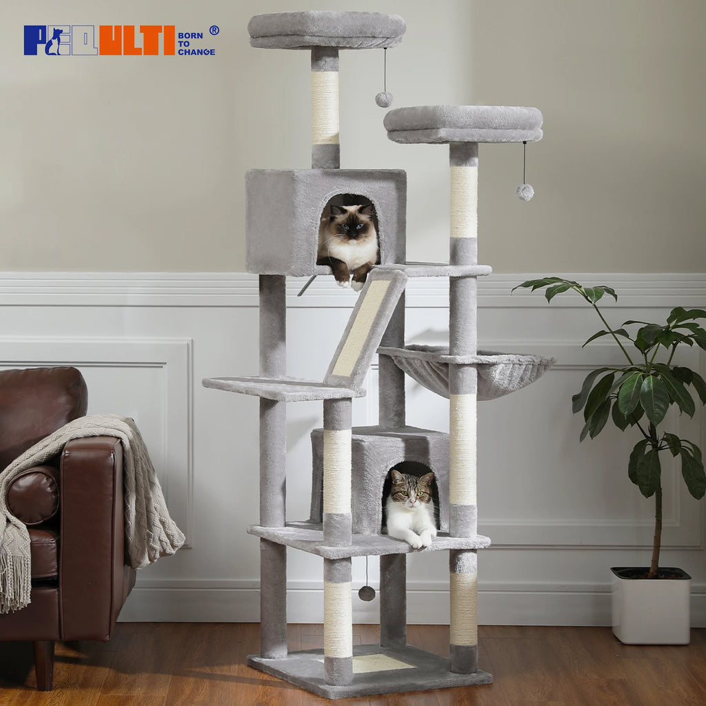 Large Cat Tree Tall Cat Tower for Indoor Cats Multi-Level Plush Cat Condo with Scratching Post
