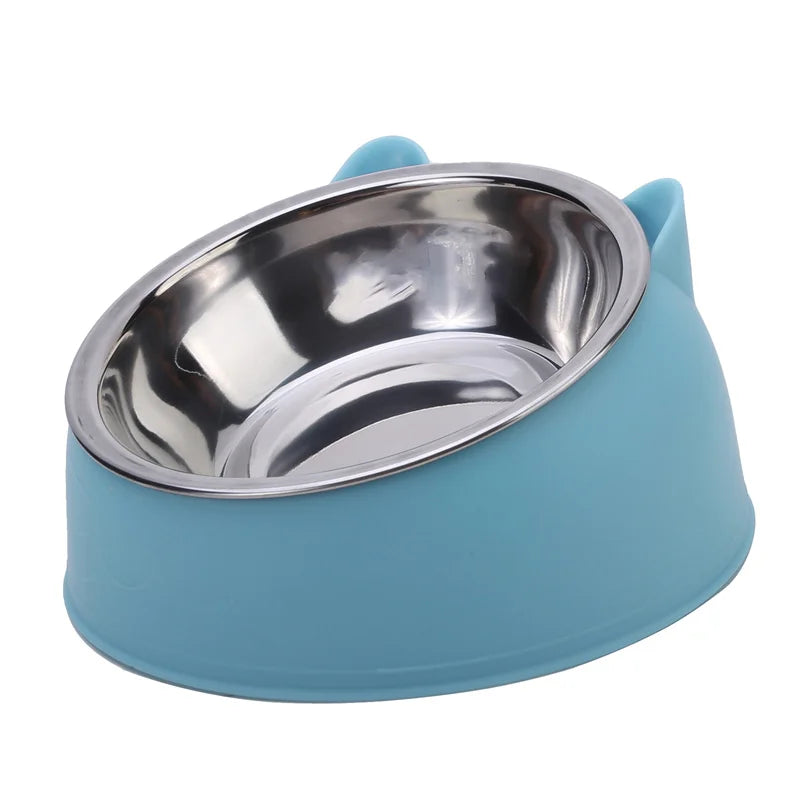 1/2/5pcs Cat Bowl Creative Inclined Kitten Puppy Food Feeding Bowls Stainless Steel