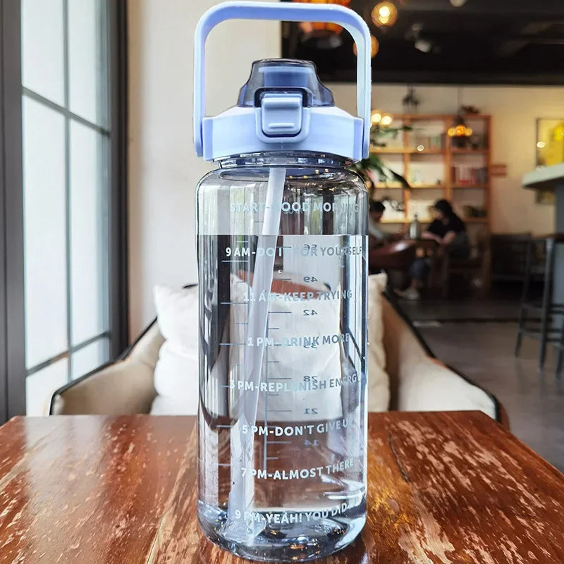 2 Liters Plastic Kettle Large Portable Travel Water Bottle with Straw