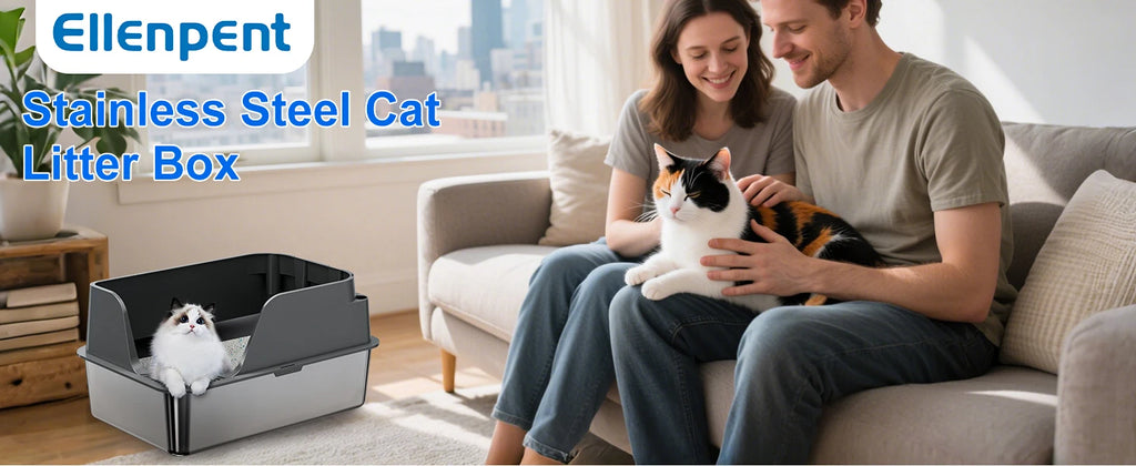 Stainless Steel Cat Litter Box,  Extra Large Splash-proof & Leak-proof Litter Box Suitable for Large Cats