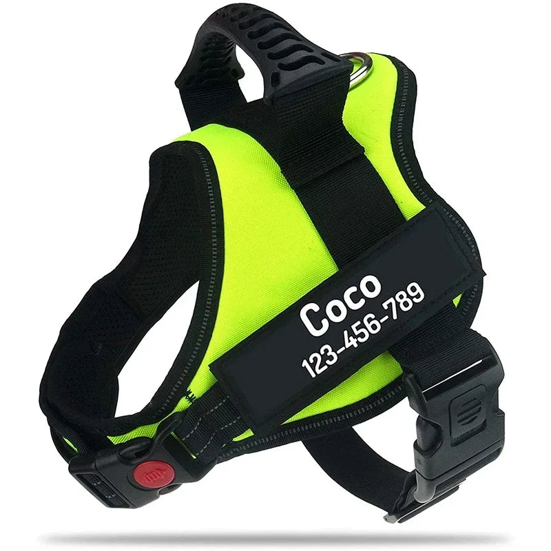 New Dog Harness High Quality Nylon Adjustable Custom ID Dog Name Small Large Dog Vest Harness