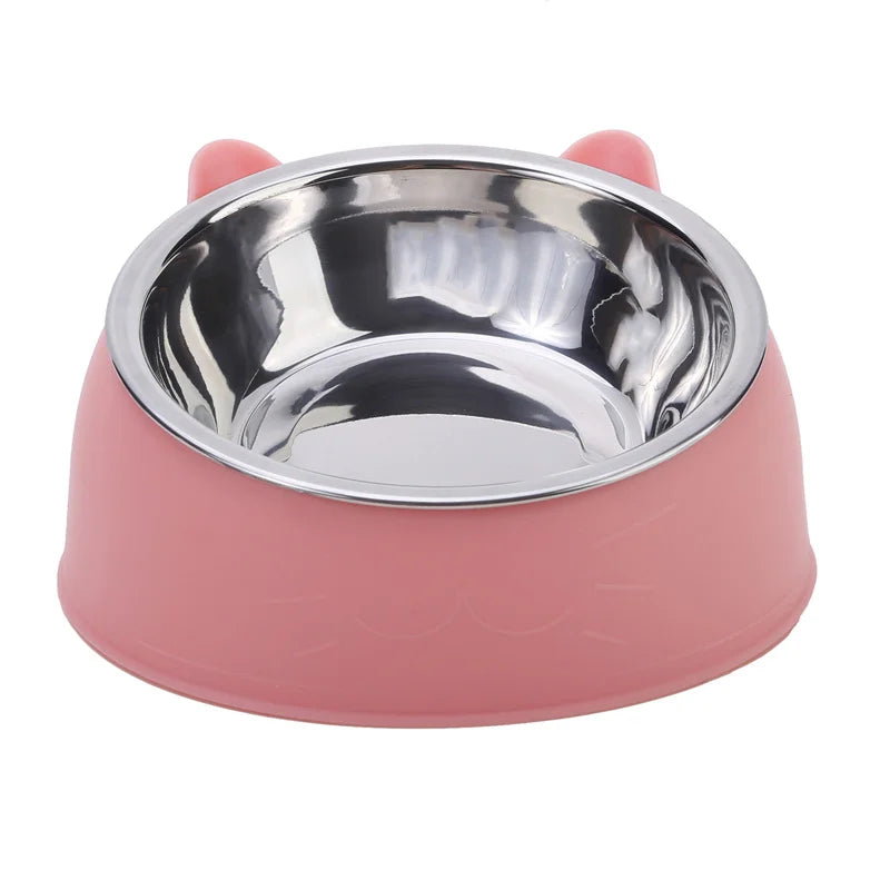 1/2/5pcs Cat Bowl Creative Inclined Kitten Puppy Food Feeding Bowls Stainless Steel