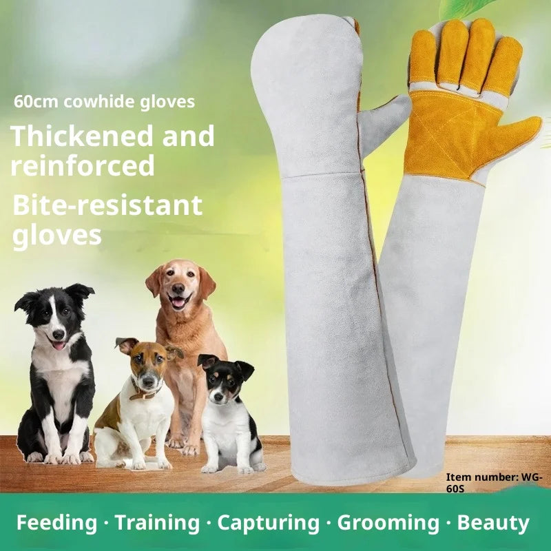 Pet Viper Anti-Bite Gloves Dog Training Anti-cat and Dog Scratch Gloves Anti-scratch Scratch Injury Thickened Extended Cowhide
