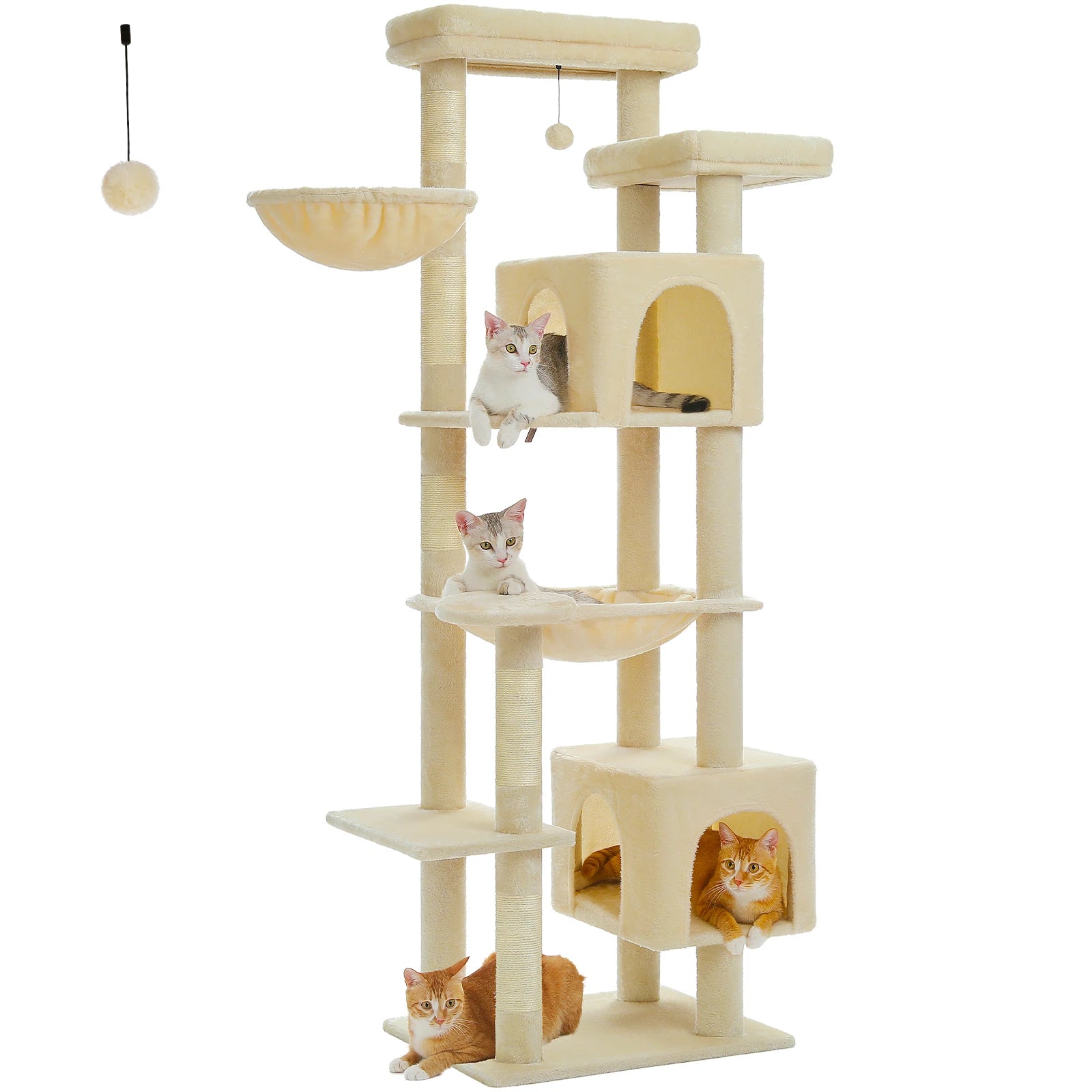 Large Cat Tree Tall Cat Tower for Indoor Cats Multi-Level Plush Cat Condo with Scratching Post