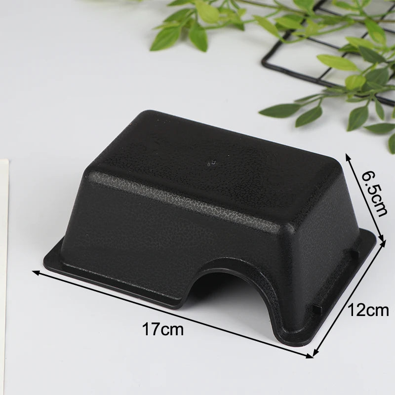 Reptile Hide Box Small Animal Hideaway Enclosure Black Ventilation Hiding Cave
