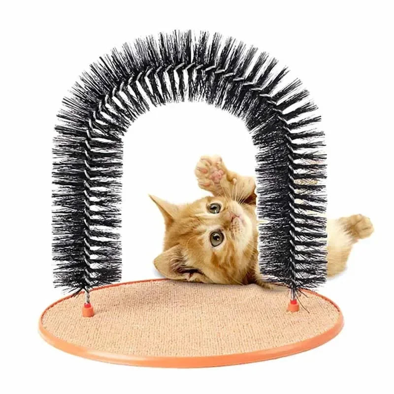 Cat Toy Arch Self Groom  Feline with A Massage Grooming Rubbing Brush with Scratching Pad