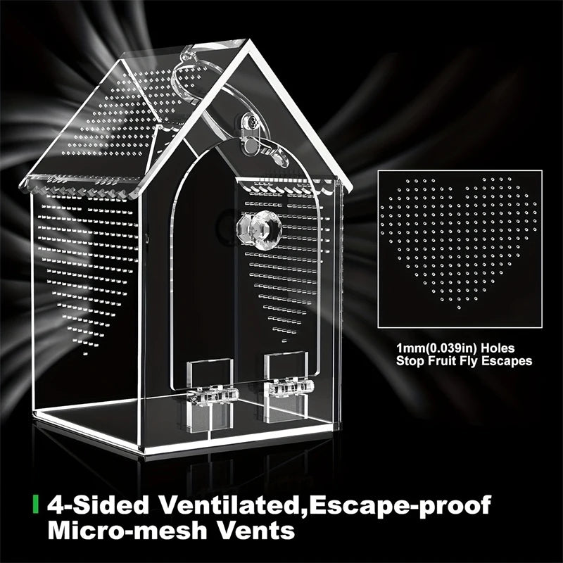 Transparent Acrylic House Habitat Box Waterproof Sealed Reptile  Terrarium For Kids Hobbyist