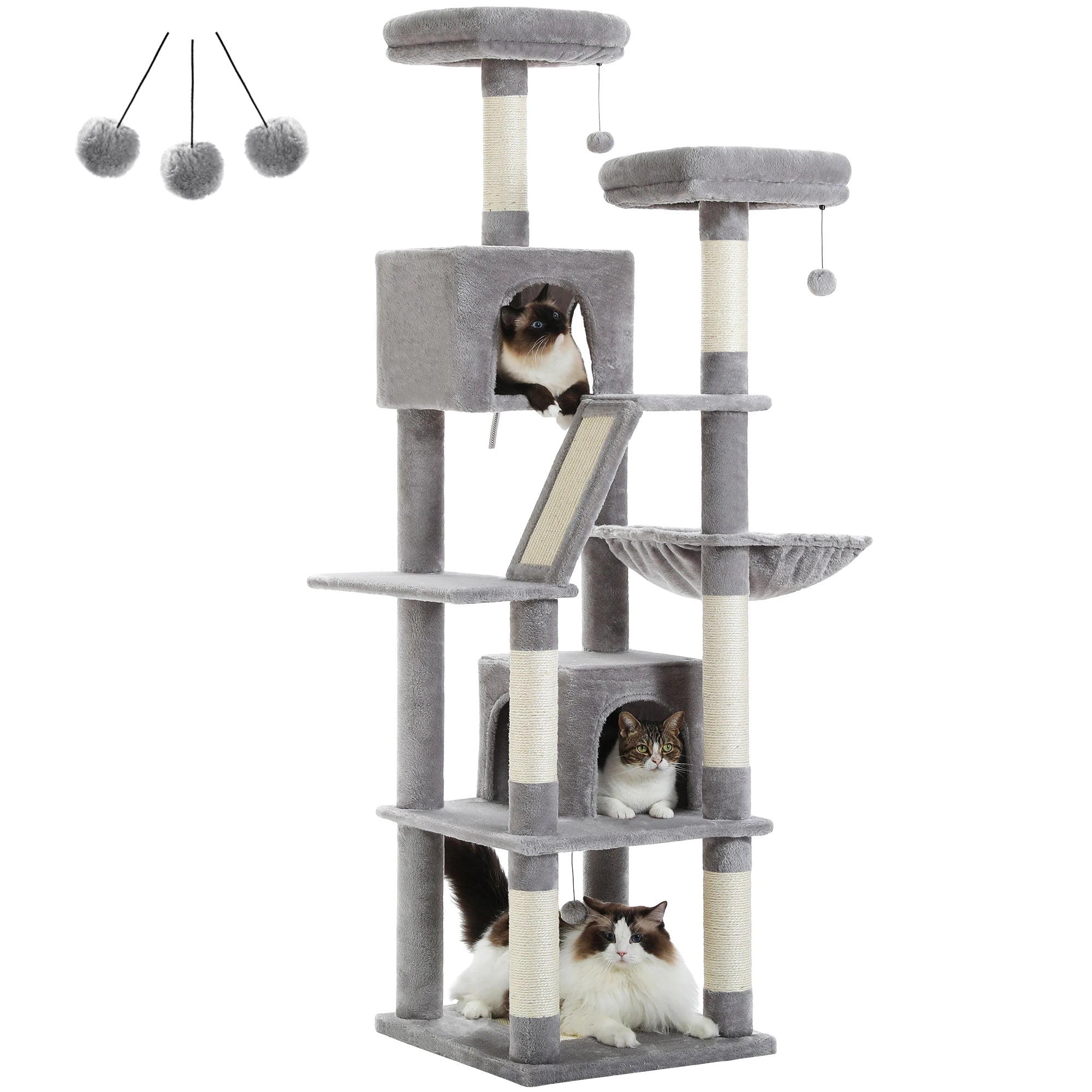 Large Cat Tree Tall Cat Tower for Indoor Cats Multi-Level Plush Cat Condo with Scratching Post