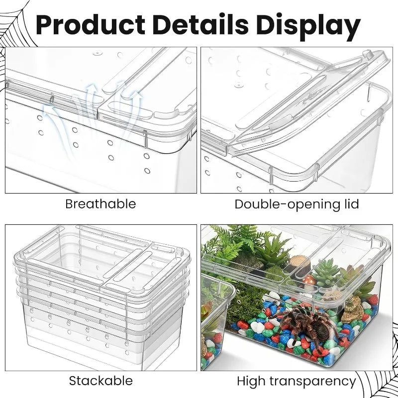 Reptile Box Terrarium  Tank Cage Portable Habitat Enclosure