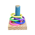 Bird Training Toys Set Wooden Block Puzzle Toys Colorful Plastic Rings Intelligence Training Chew Toy