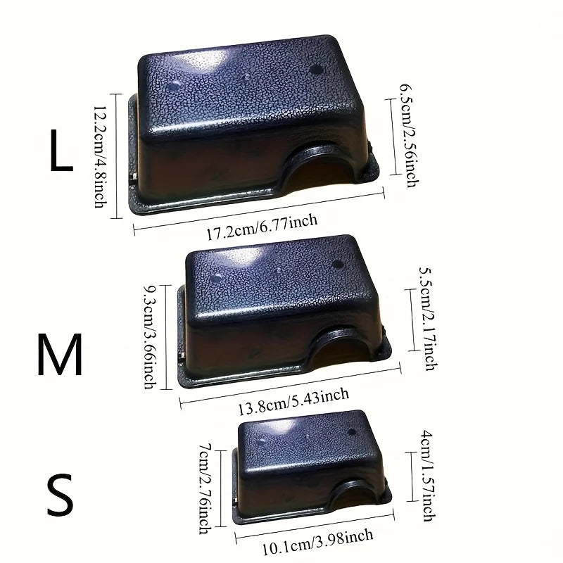 Various Sizes of Black Reptile Hideouts with Dome and Entrance Tunnel - Durable Plastic Texture Habitat Small Reptiles - Ventilated and Easy-To-Clean