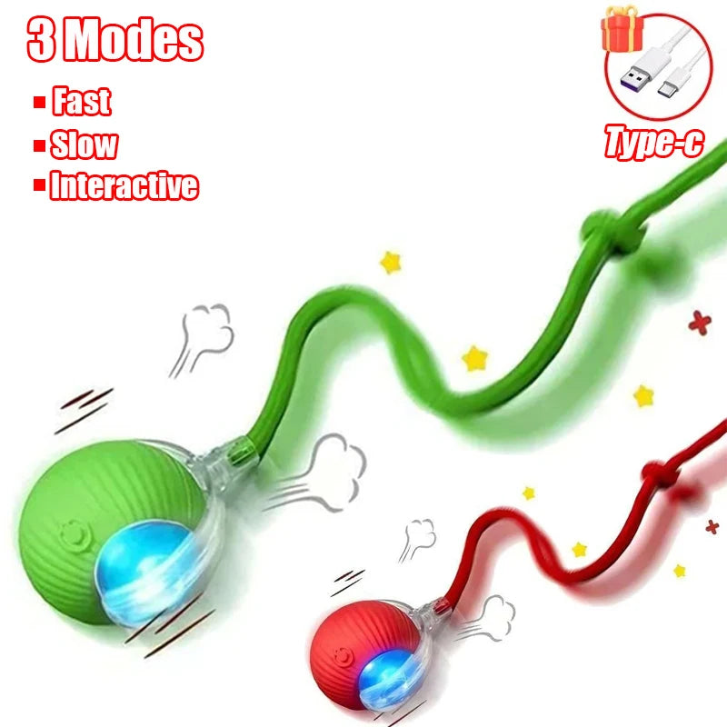 New Cat Interactive Ball Toy Automatic Rolling Ball Faux Tail Rechargeable Smart Pet Electric Toy Dog Cat Training