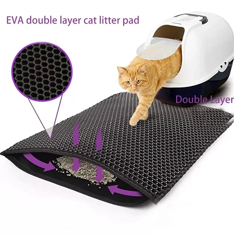 Cat Litter Mat With Gift Double Layer Waterproof Litter Box Mat Non-slip Sand Cat Pad Washable