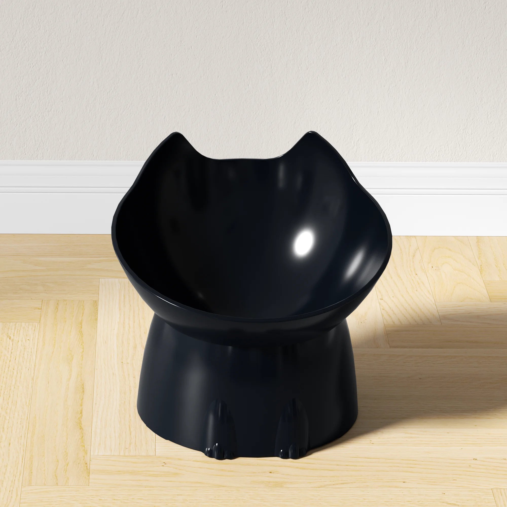 1pc WhiskerWare Elevated Cat Bowl, Anti-Tip Plastic Raised Pet Feeding Dish with Tilted Edge, Neck Protection