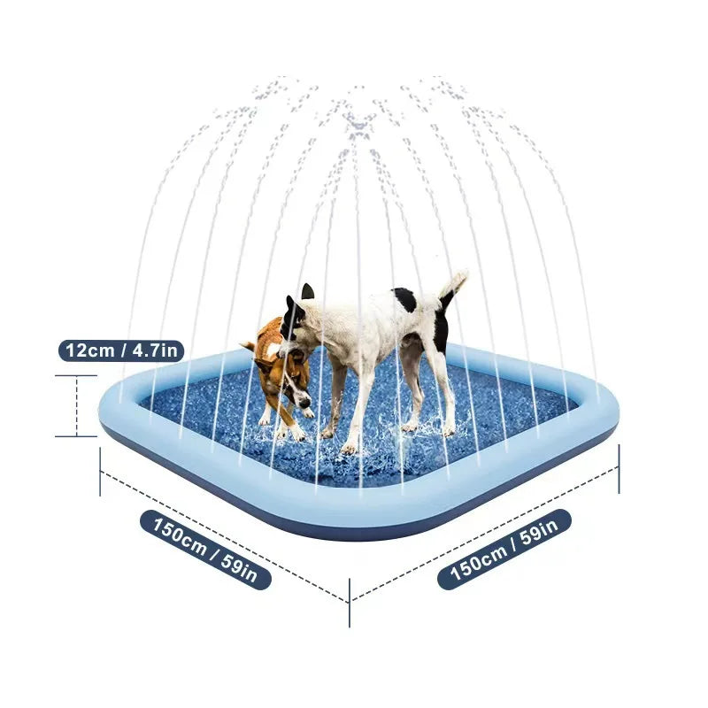 60-97''Summer Outdoor Dog Shower Play pool Inflatable Sprinkler Pad Pet Fountain Foldable