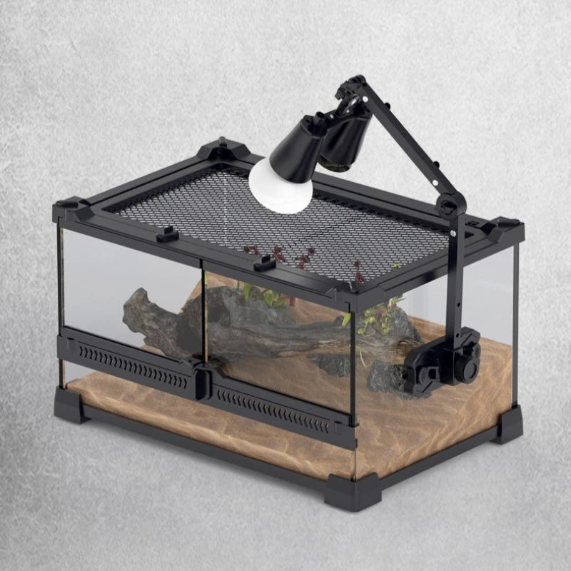 Reptile Terrarium Adjustable Dual-head Lamp Stand Adsorption Removable UVB UVA Lamp Stand Habitat