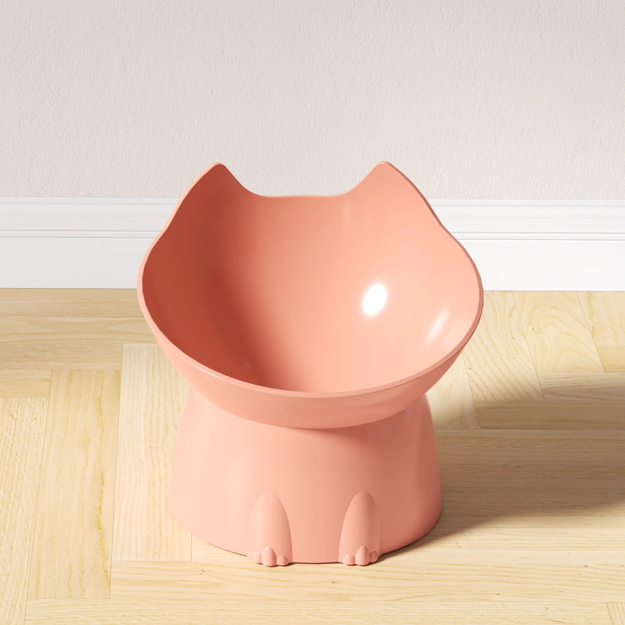 1pc WhiskerWare Elevated Cat Bowl, Anti-Tip Plastic Raised Pet Feeding Dish with Tilted Edge, Neck Protection