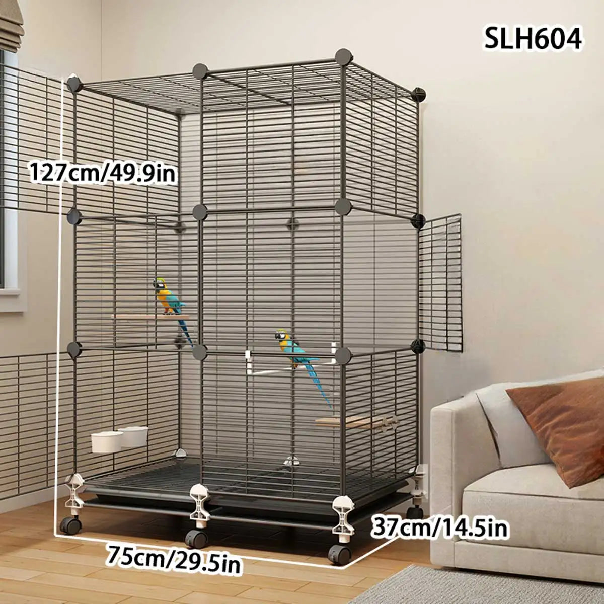 Large Bird Cage, Parrot Cage, Luxury Villa, with Toilet and Bird Bowl, Iron Art Cage