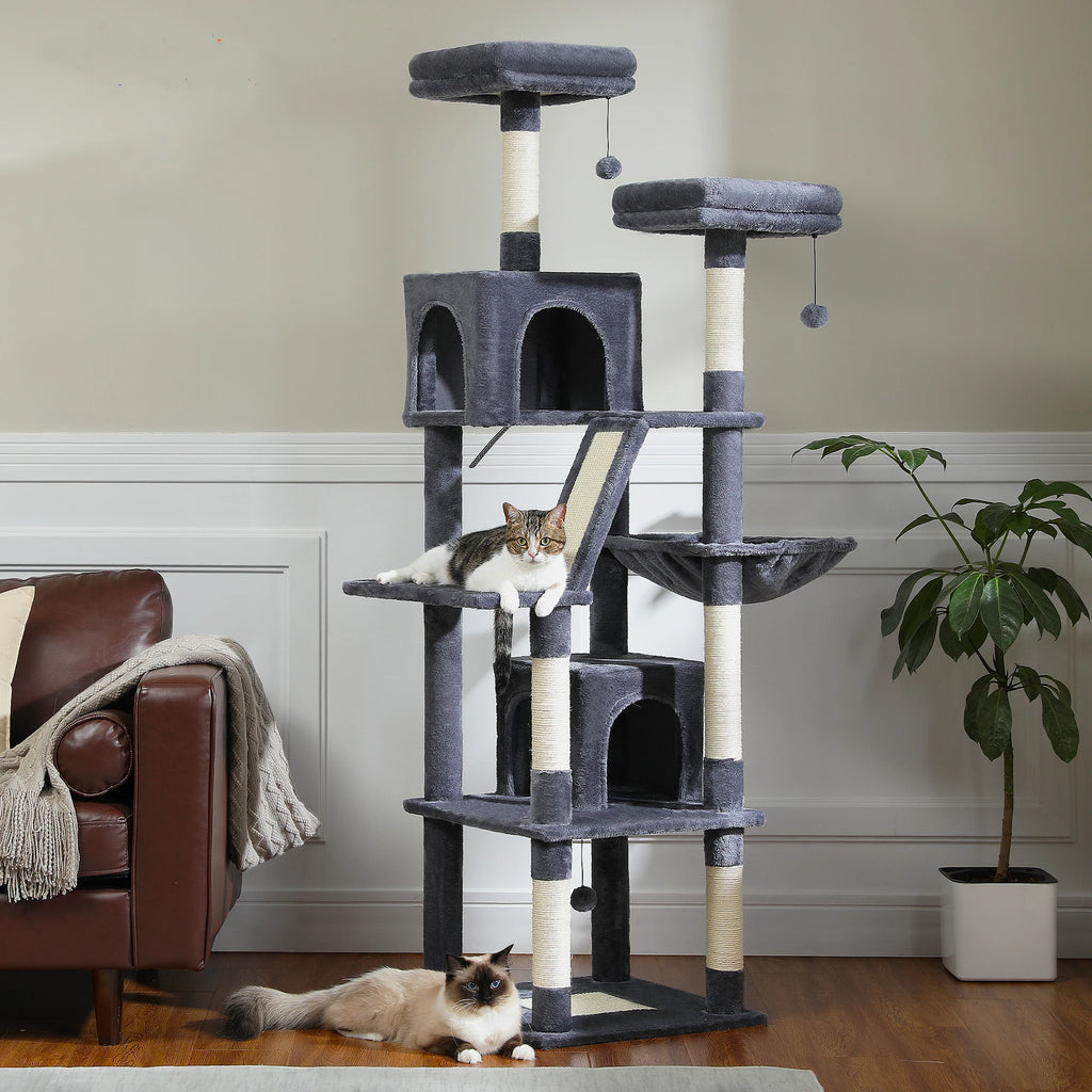 Large Cat Tree Tall Cat Tower for Indoor Cats Multi-Level Plush Cat Condo with Scratching Post
