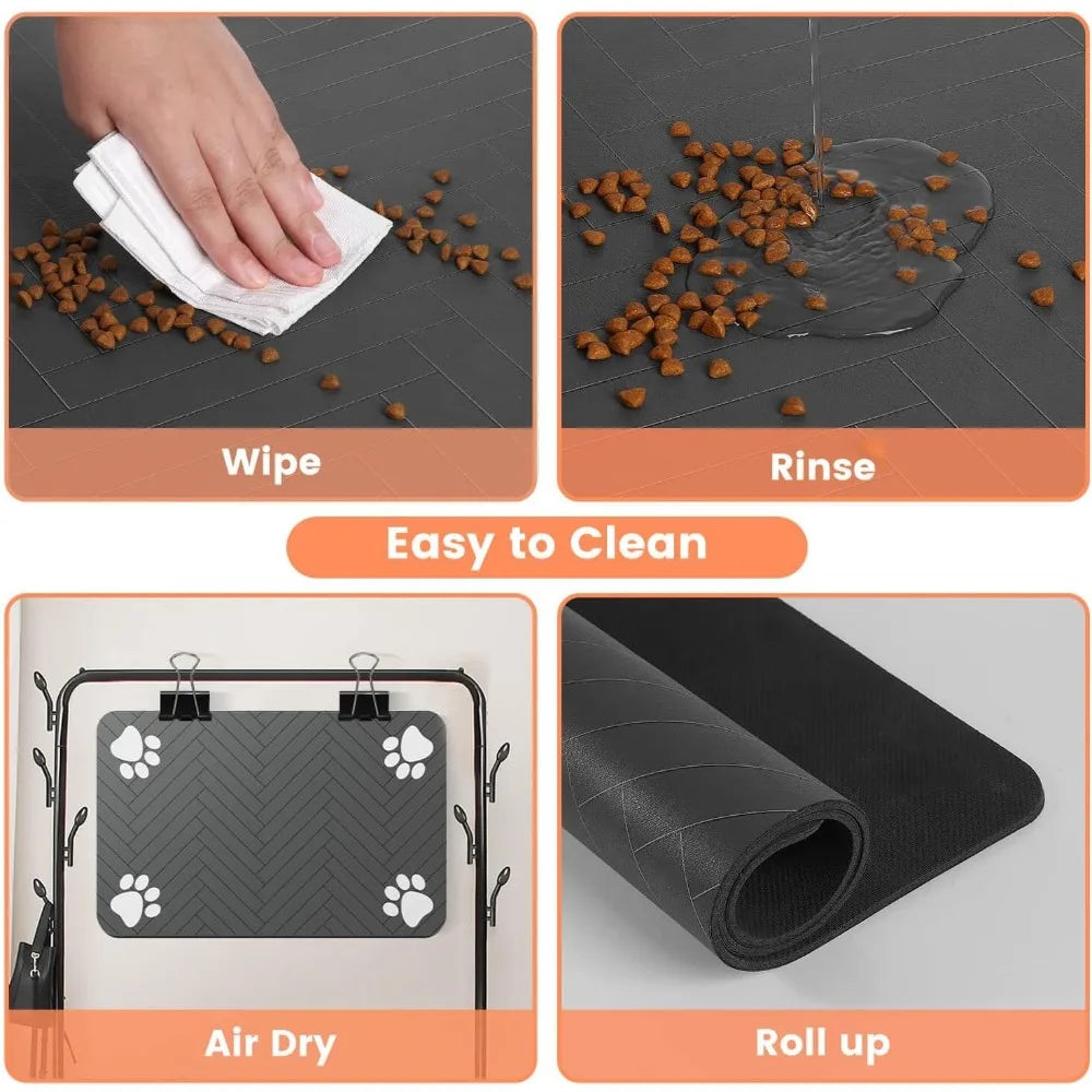 Pet Feeding Mat Absorbent Dog Cat Mat for Food and Water Easy to Clean Pet Placemats Quick Dry Mat for Messy Drinkers