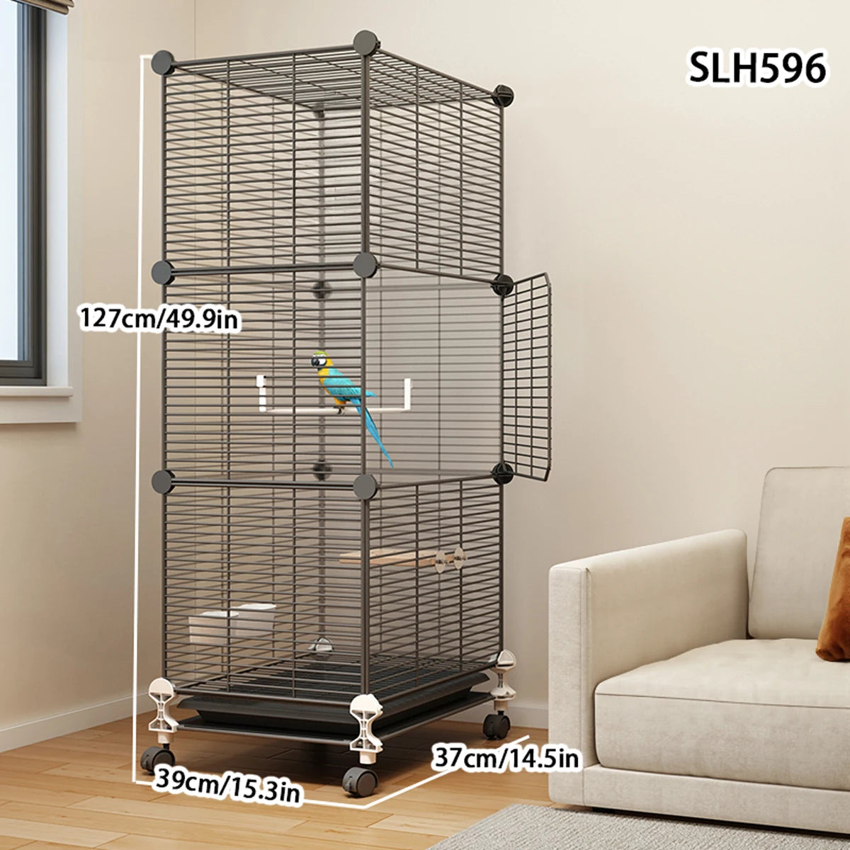 Large Bird Cage, Parrot Cage, Luxury Villa, with Toilet and Bird Bowl, Iron Art Cage