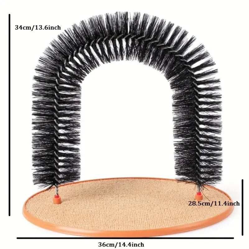 Cat Toy Arch Self Groom  Feline with A Massage Grooming Rubbing Brush with Scratching Pad