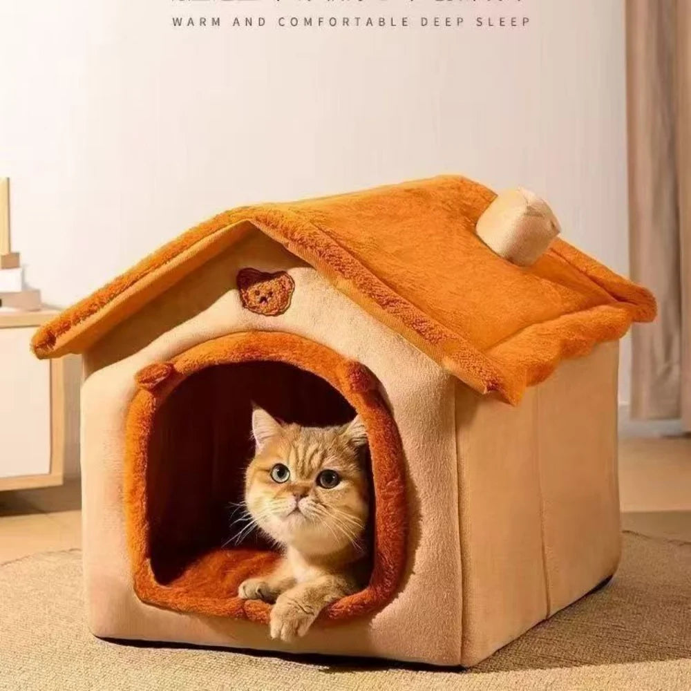 All Season Dog House Style Bed - Removable Washable Pet Bed for Small Dogs  Cat House