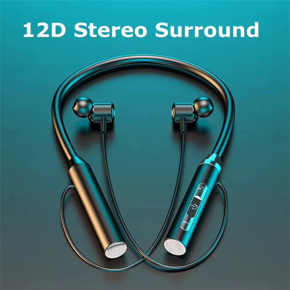 Wireless Bluetooth Earphones Neckband Headphones Gaming  Sports Headset  Waterproof Magnetic Earbud with LED Display