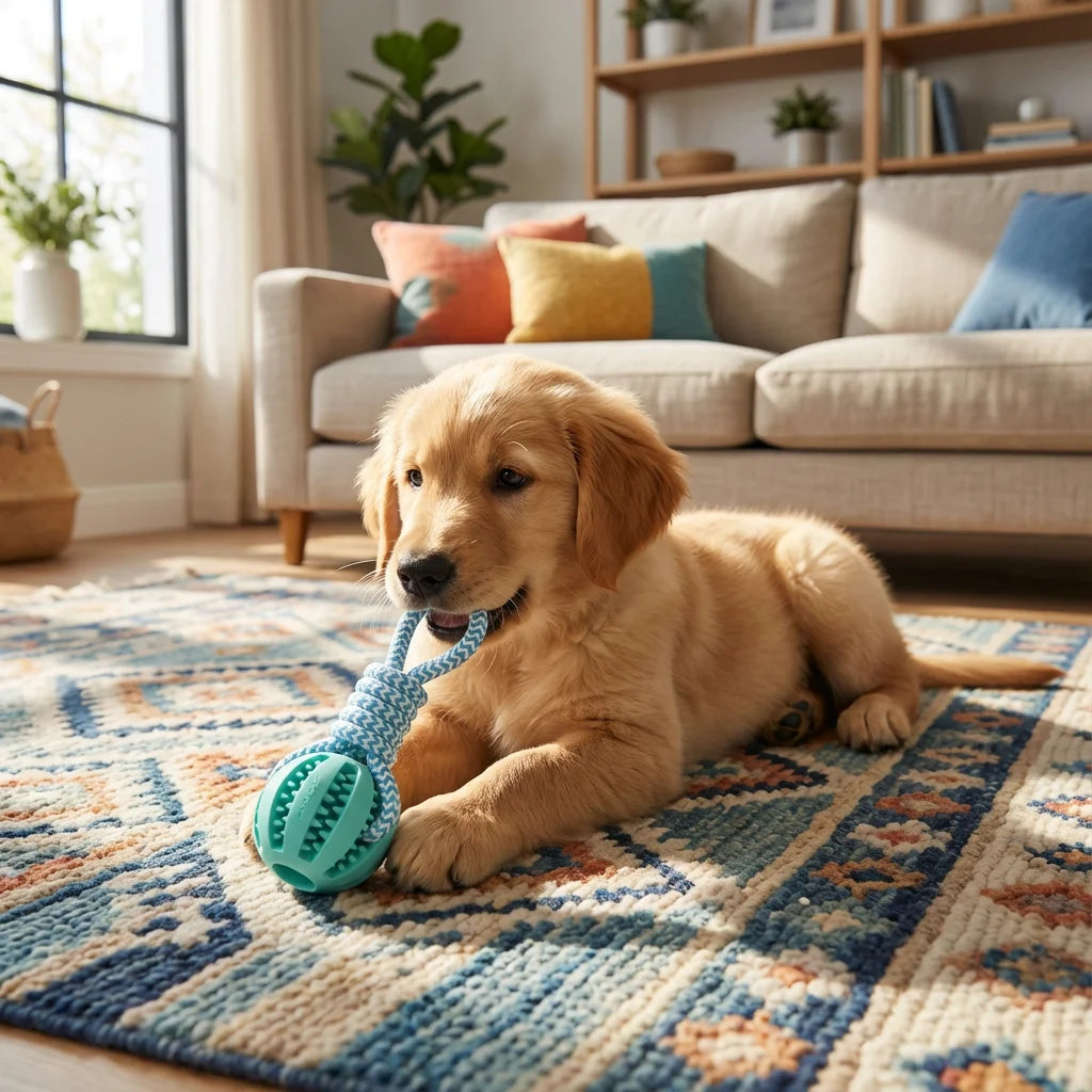 Cotton Rope & Rubber Dog Chew Ball, Treat Dispenser Toy.  Durable,
