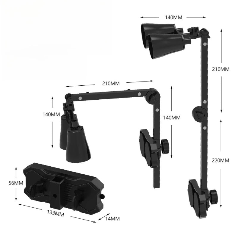 Reptile Terrarium Adjustable Dual-head Lamp Stand Adsorption Removable UVB UVA Lamp Stand Habitat