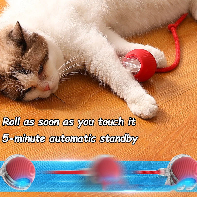 New Cat Interactive Ball Toy Automatic Rolling Ball Faux Tail Rechargeable Smart Pet Electric Toy Dog Cat Training