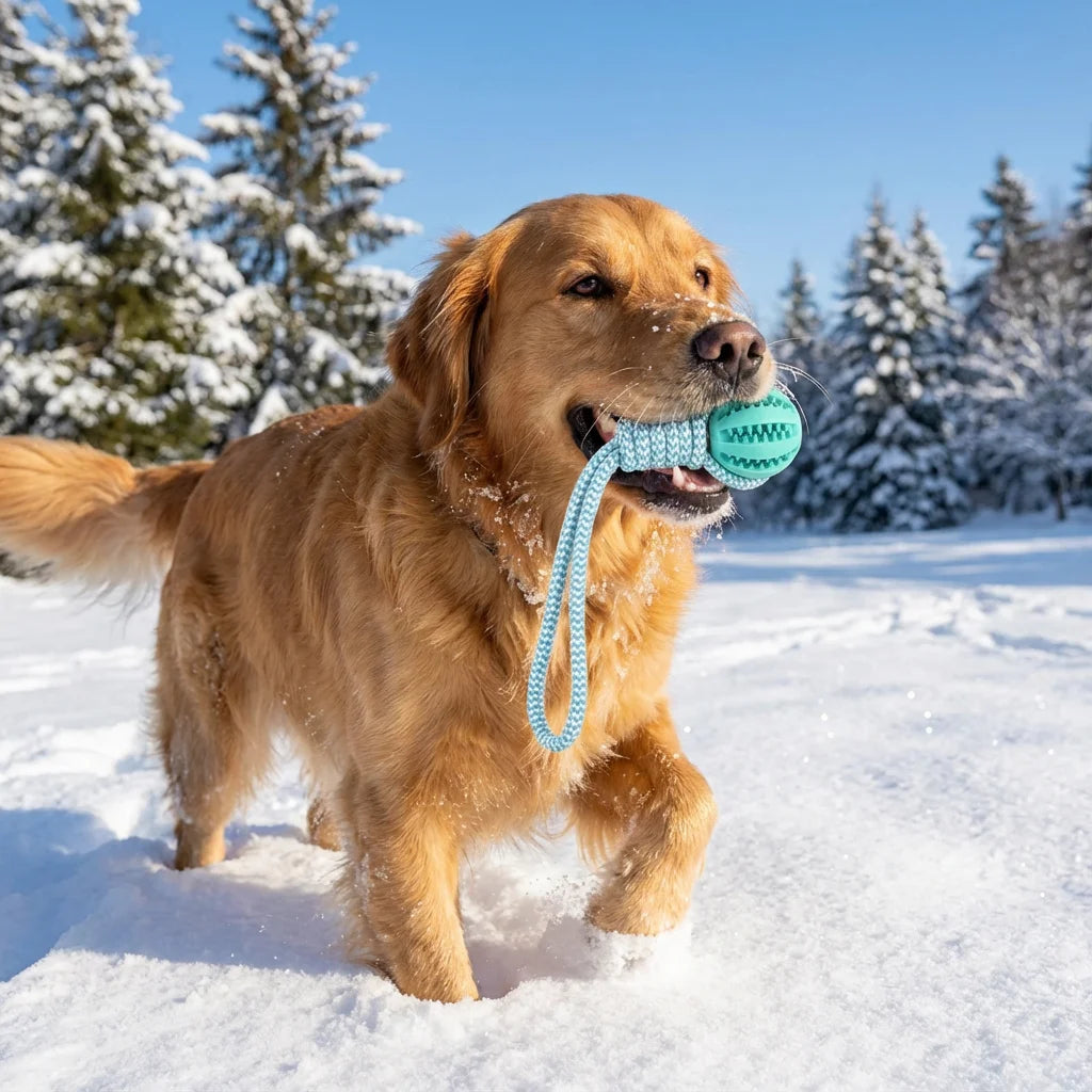 Cotton Rope & Rubber Dog Chew Ball, Treat Dispenser Toy.  Durable,