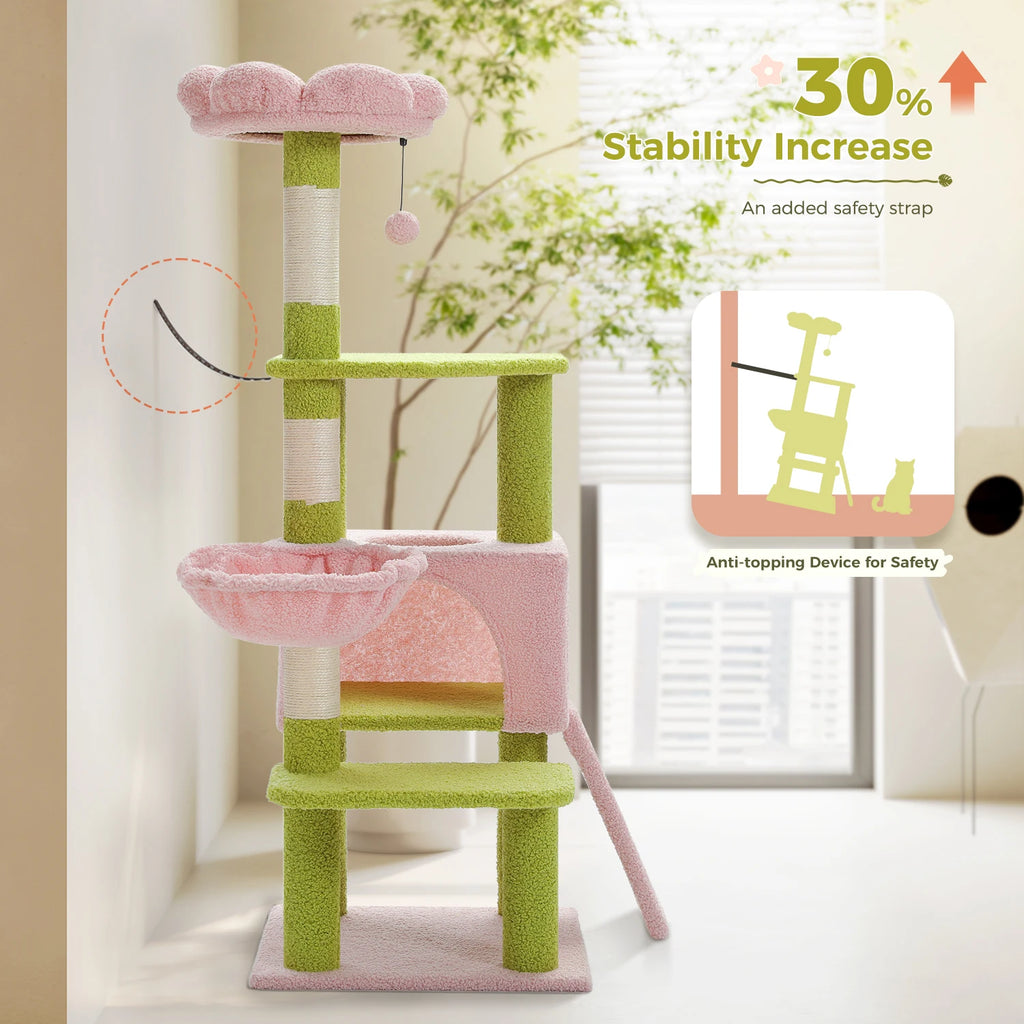 Flower Cat Tree Multi-Level Cat Tower with Sisal Covered Scratching Posts