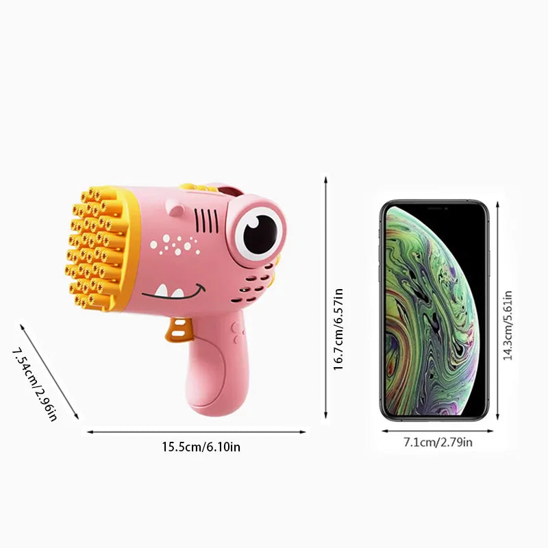 40 Hole Dinosaur Handheld Bubble Machine, Electric Bubble Gun Outdoor Toy(without Bubble Water)