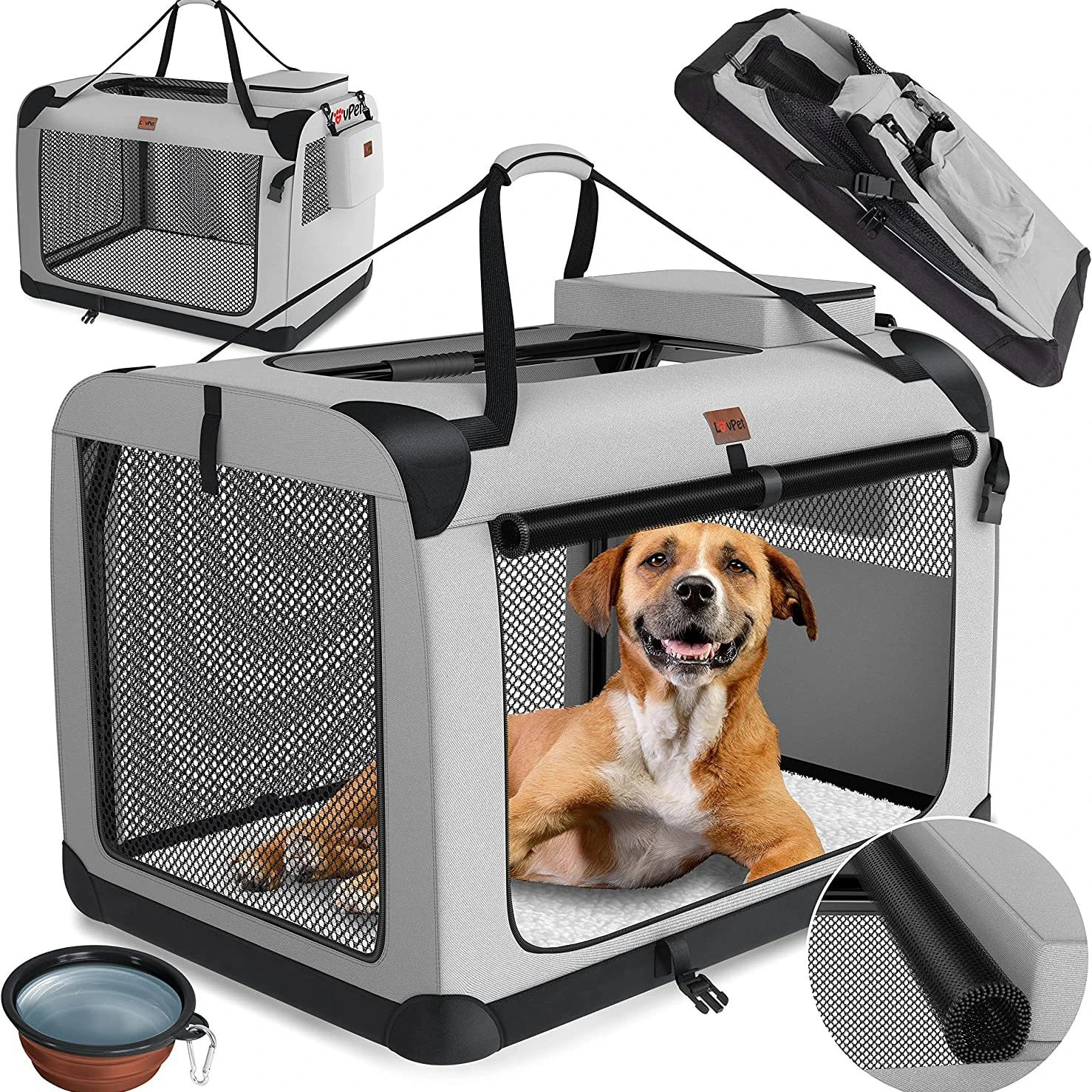 Dog Cage Car Kennel Outing Pet Luggage Car Travel Cage Folding Medium and Large