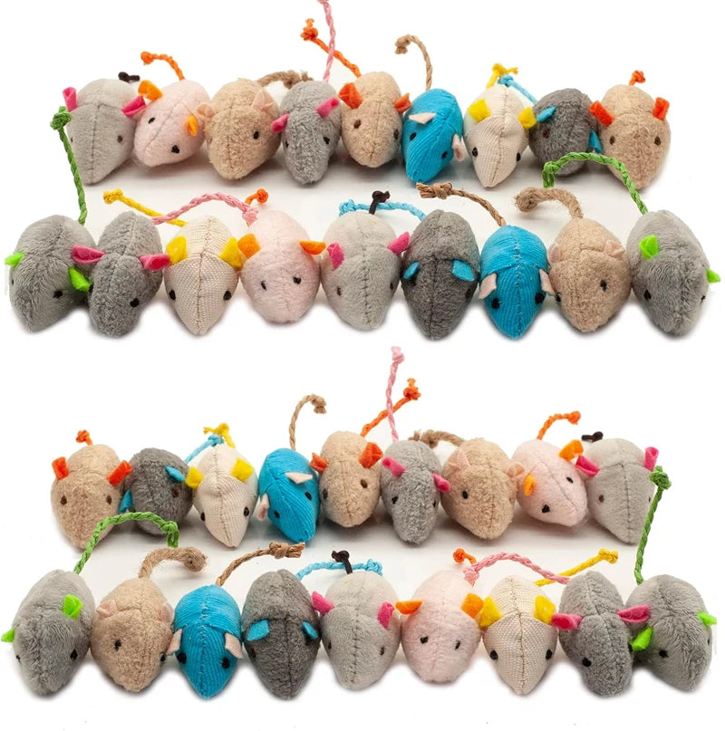 3/200pcs Rattle Cat Mouse Toys Also Prefilled Catnip Faux Fur Cat Mice Toys Interactive Toys for Indoor Cats