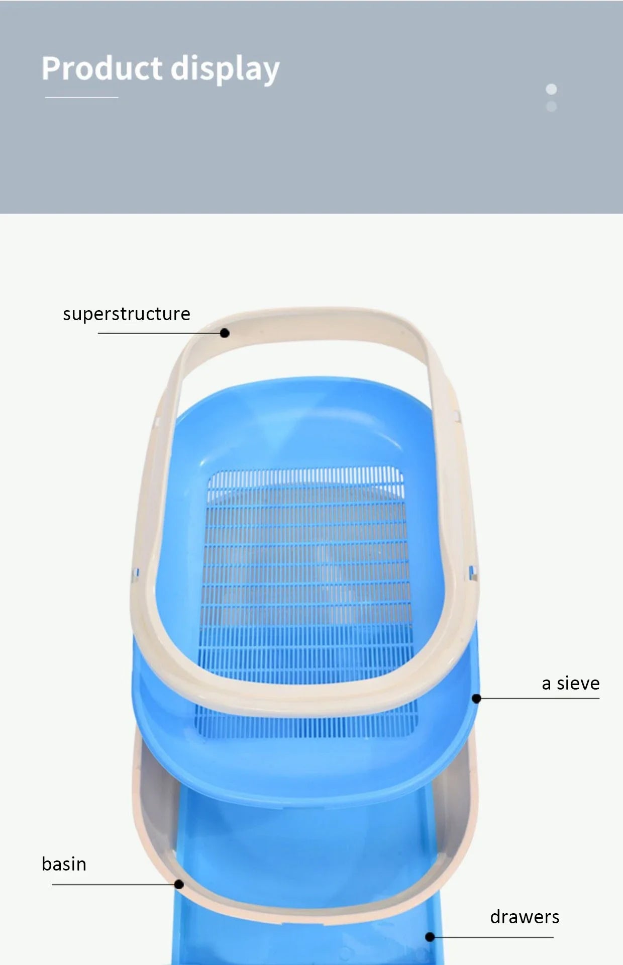New Semi-closed Grid Drawer Double Cat Litter Pan Easy To Cleaning Extra Large Splash Proof for Pine Litter