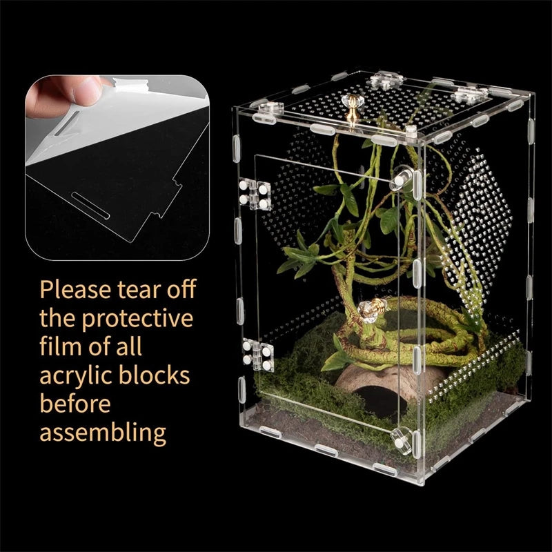 Transparent Acrylic Reptile Terrarium Breeding Box For Geckos Lizards Spiders And Insects Large Desktop Storage For Hobbyist