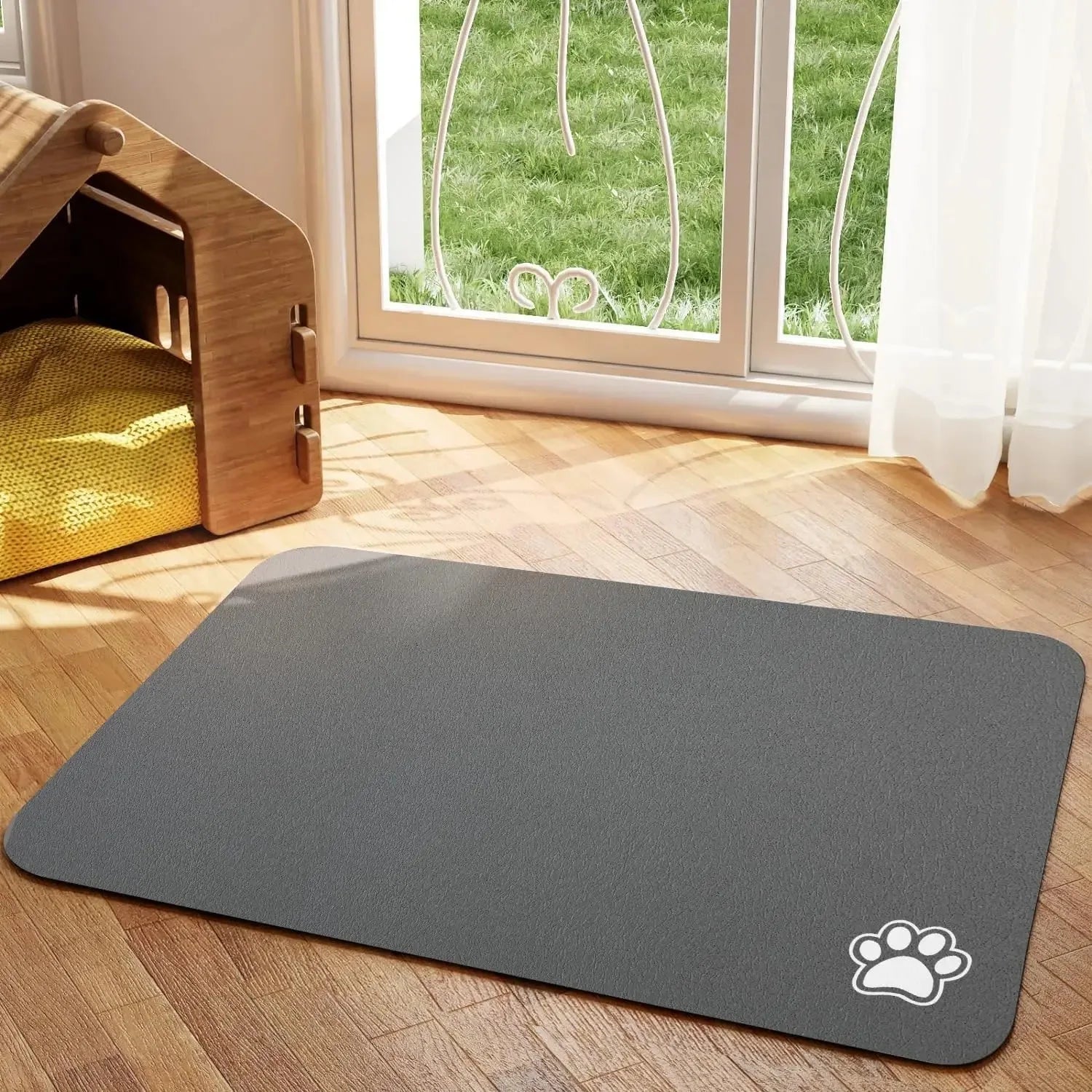 Pet Feeding Mat Absorbent Dog Cat Mat for Food and Water Easy to Clean Pet Placemats Quick Dry Mat for Messy Drinkers